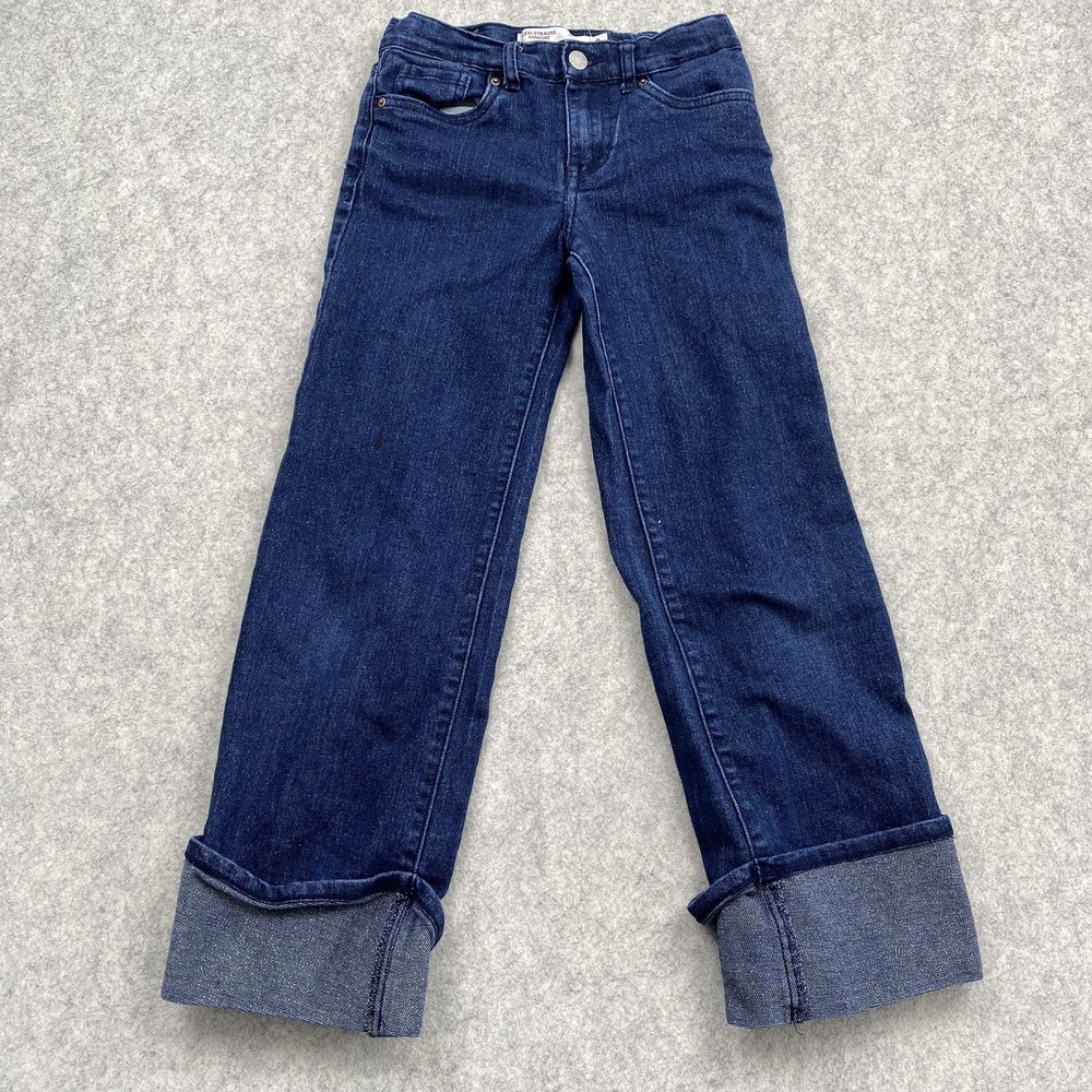 Levi Strauss Signature Jeans Youth Kids 8 (22x23) Blue Wide Leg Denim *STAIN*